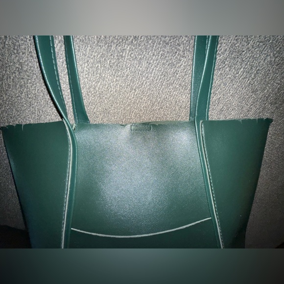 Structured Women Leather Handbag Shoulder Tote Satchel emerald green olive - Picture 3 of 12